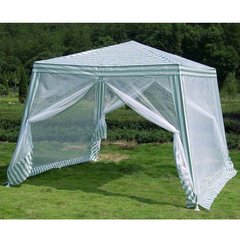 Тент палатка шатер походный с москитной сеткой  3*3*2,5, 7 кг, бело-зеленый походная беседка со шторами