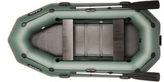 BARK B-280PD (В-280ПД) надувная лодка ПВХ гребная трехместная реечный настил + привальный брус + передвижные сиденья, Зелёный
