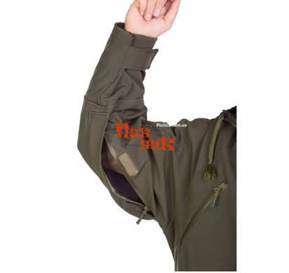 Куртка демисезонная мембрана 5000/5000 + флис Soft Shell Хаки для рыбаков, охотников, военным