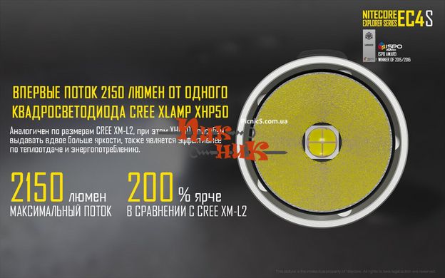 Фонарь Nitecore EC4S (Cree XHP50, 2150 люмен, 8 режимов, 2x18650)