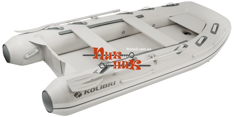 КМ-330DXL лодка КОЛИБРИ надувная полноразмерная четырехместная килевая моторная ПВХ (Kolibri), увеличен кокпит + надувной пол