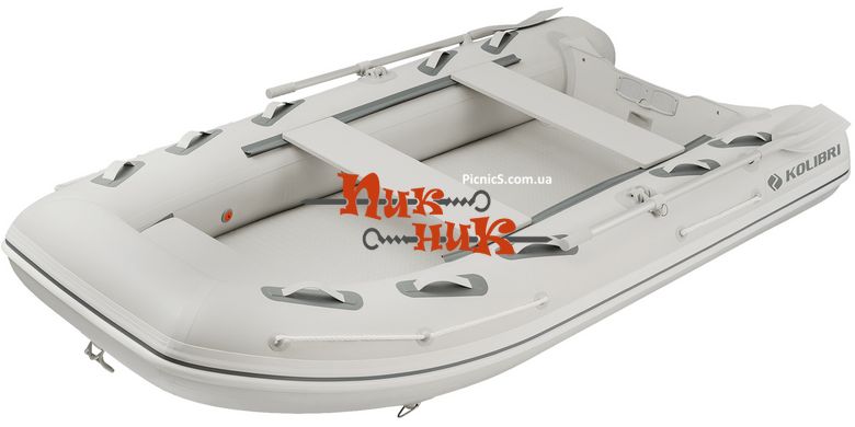 КМ-330DXL лодка КОЛИБРИ надувная полноразмерная четырехместная килевая моторная ПВХ (Kolibri), увеличен кокпит + надувной пол