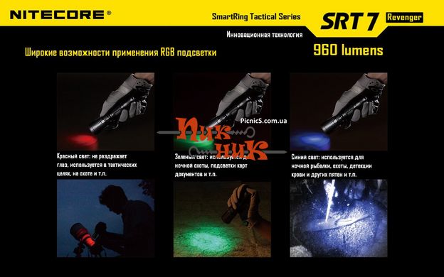 Фонарь Nitecore SRT7 Revenger (Cree XM-L2 T6, 960 люмен, 9 режимов, 1x18650), черный