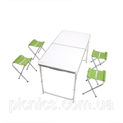 Большой раскладной стол с 4 стульями для кемпинга 120х60х70 см