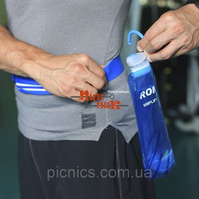Складная спортивная бутылка для питья 0,7 л с карабином ROMIX RH45BL синий