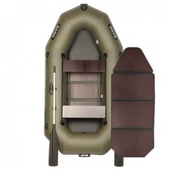 BARK B-250DK (В-250 ДК) надувная лодка ПВХ гребная двухместная слань книжка + передвижные сиденья, Зелёный