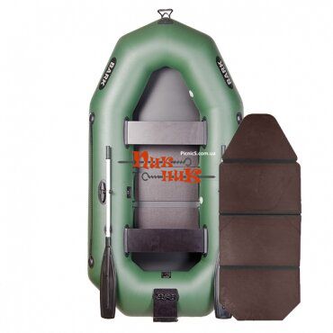 BARK B-250NK (В-250 НК) надувная лодка ПВХ гребная двухместная слань книжка + навесной транец, Зелёный