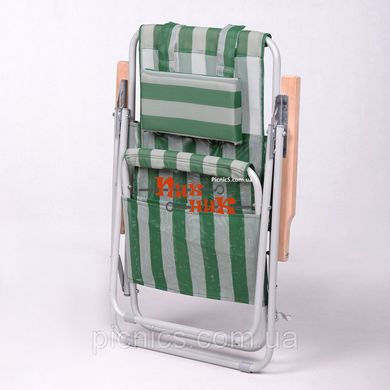 Кресло-шезлонг "Ясень" d20 мм (текстилен бело-зелёный)