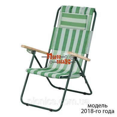 Кресло-шезлонг "Ясень" d20 мм (текстилен бело-зелёный)