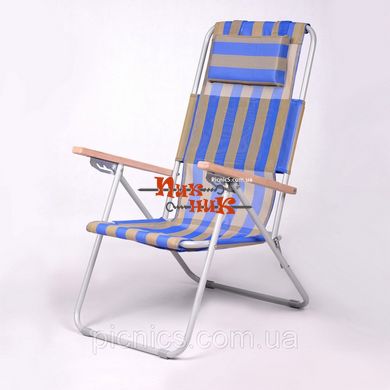 Кресло-шезлонг "Ясень" d20 мм (текстилен сине-жёлтый)