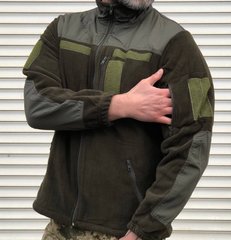 Флисовая кофта тактическая военная ЗСУ олива мужская теплая с липучками на змейке, S - M - L - XL - XXL