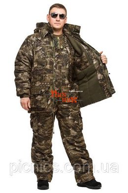 Зимовий мисливський костюм Камуфляж "Військовий М-23" мембрана утеплена + фліс, подовжена куртка