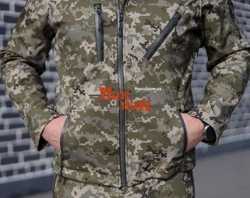 Куртка Soft shell Піксель мембранний тактична демісезонна утеплена флісом демісезон 58 розмір