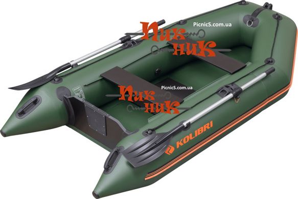 КМ-300 лодка КОЛИБРИ надувная трехместная моторная ПВХ (Kolibri), подвижные сиденья Зеленая