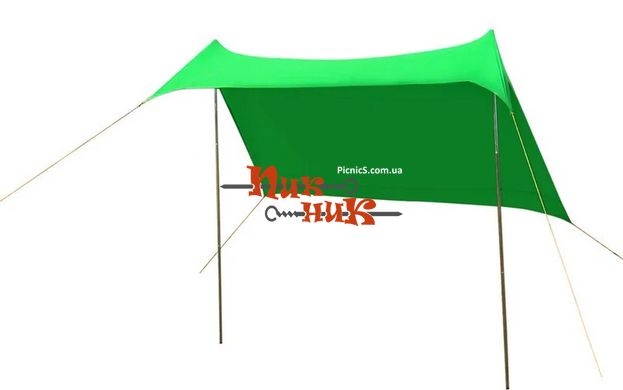 Тент для пляжа навесной туристический для похода с якорными сумками Зеленый 2 х 1.6 м, высота - 1.67 м Ультрафиолетовая защита от солнца