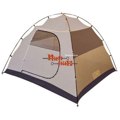 1004 GREENCAMP Палатка четырехместная с тамбуром двухслойная коричнево-серая