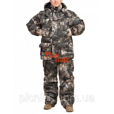 Зимний костюм Камуфляж "Птица" мембранная ворса alova для охоты и рыбалки, удлиненная куртка