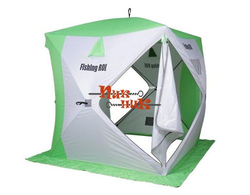 Зимний куб палатка 2/3 для рыбалки зонтичного типа 180*180*205 см зеленая, Белый