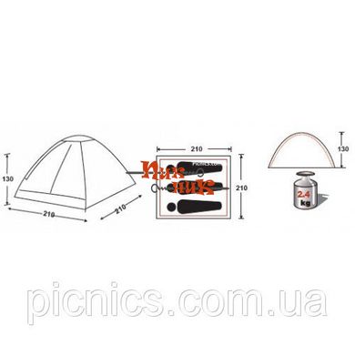 Трехместная туристическая палатка "MONODOME 3" KING CAMP однослойная