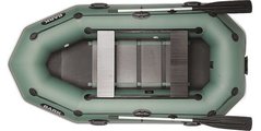 BARK B-270PD (В-270 ПД) надувная лодка ПВХ трехместная гребная, реечный настил + привальный брус + передвижные сиденья, Зелёный