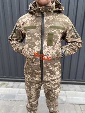 Водонепроникний костюм для військових Soft Shell Піксель 48-56 розміри. Форма армійська мембрана на флісі демісезон