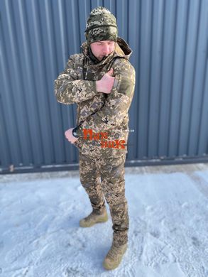 Водонепроницаемый костюм для военных Soft Shell Пиксель 48-56 размеры. Форма армейская мембрана на флисе демисезон