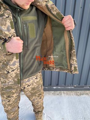 Водонепроникний костюм для військових Soft Shell Піксель 48-56 розміри. Форма армійська мембрана на флісі демісезон