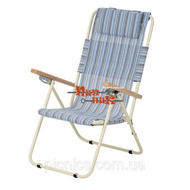 Кресло-шезлонг "Ясень" d20 мм (текстилен голубая полоска)