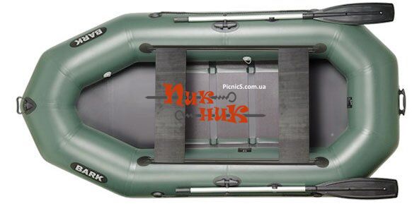 BARK B-280D (В-280Д) надувная лодка ПВХ гребная трехместная реечный настил + передвижные сиденья, Зелёный