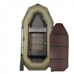 BARK B-280DK (В-280ДК) надувная лодка ПВХ гребная трехместная передвижные сиденья + слань книжка, Зелёный