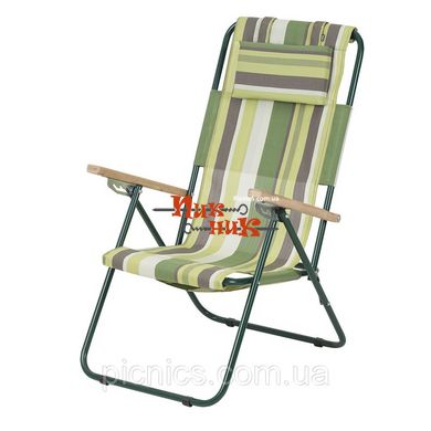 Кресло-шезлонг "Ясень" d20 мм (текстилен зеленая полоса)