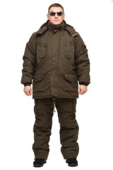 Зимний костюм для охоты и рыбалки Олива-Хаки мембранная ворса alova, удлиненная куртка